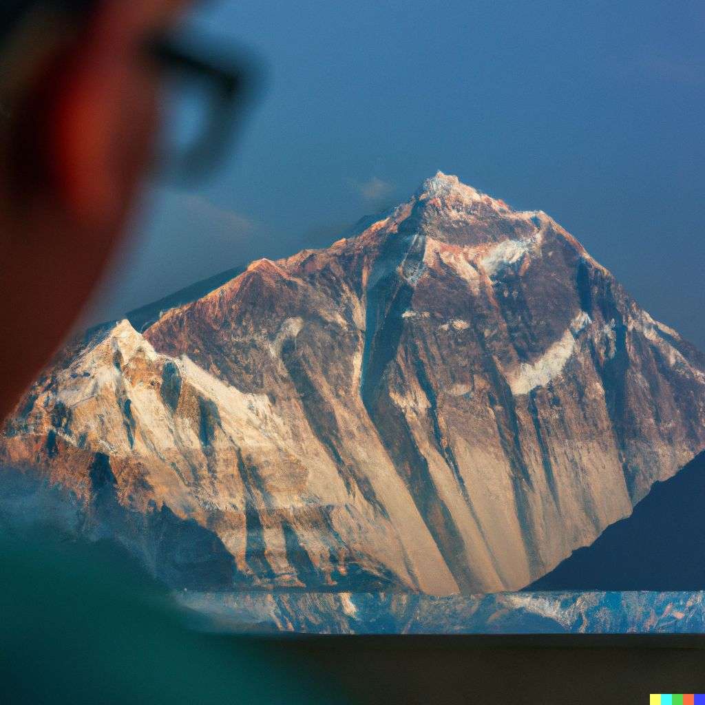 someone gazing at Mount Everest, refraction